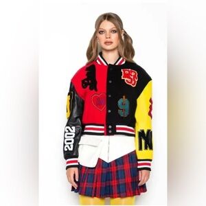 Azalea Wang  Multicolor cropped Varsity Jacket